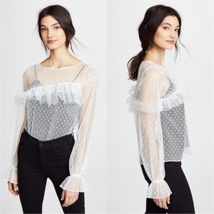 CINQ À SEPT Polka Dot Mesh Indio Top